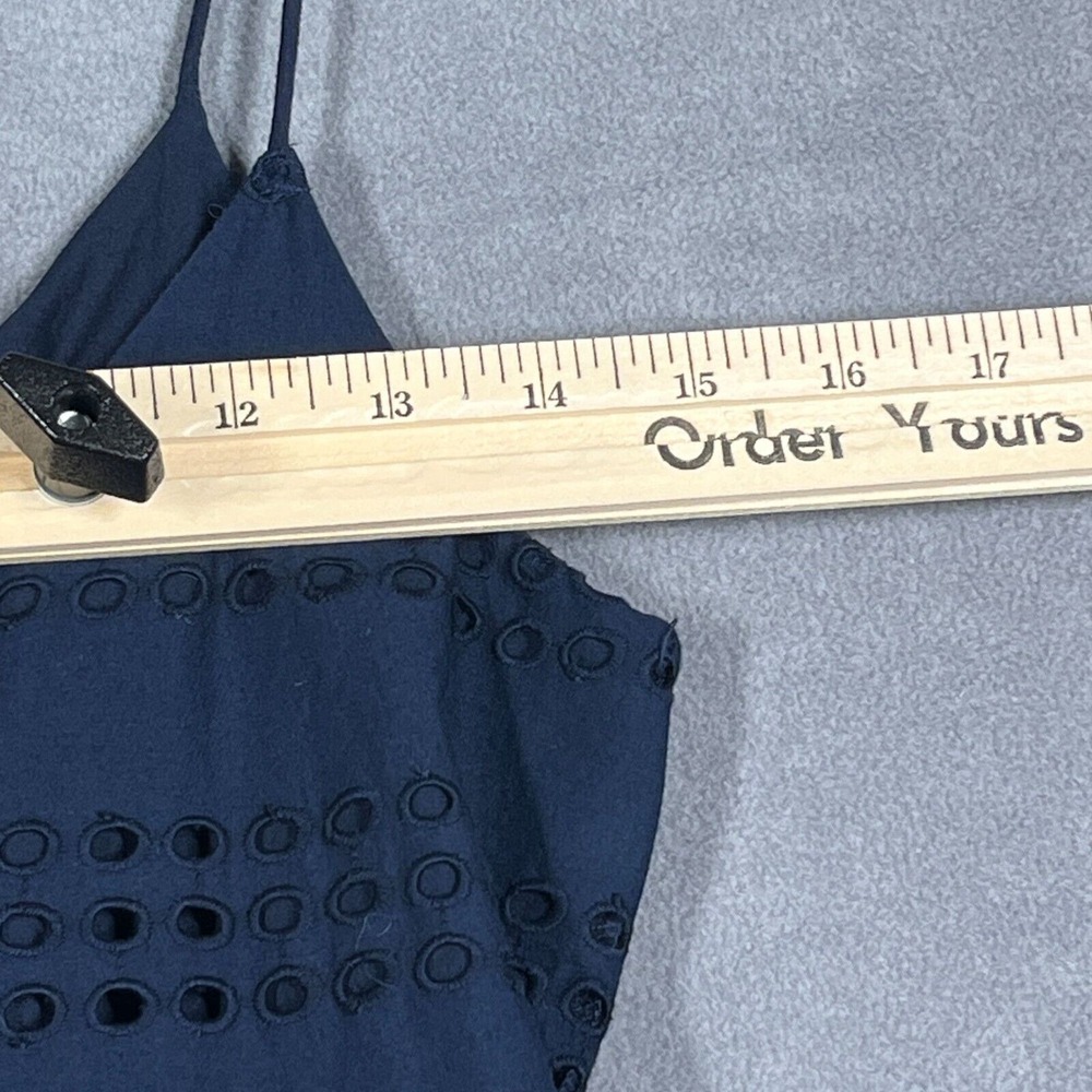 J.Crew Eyelet Fit & Flare Dress Navy Cotton Size 2 Spaghetti‎ Strap Lined - Picture 7 of 10